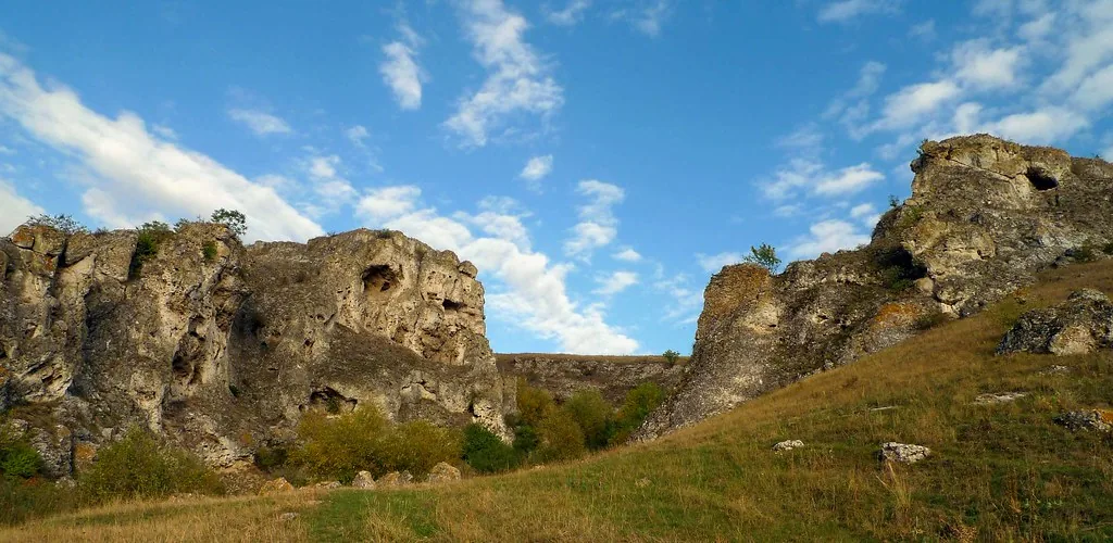 Canionul de la Duruitoarea Veche, cu pereți de calcar de o parte și de alta